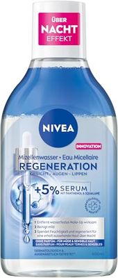 NIVEA Acqua micellare rigenerante, tonico viso con 5% siero con pantenolo e aminoacido, struccante per una pulizia delicata del viso, detergente micellare per la pelle stanca (400 ml)