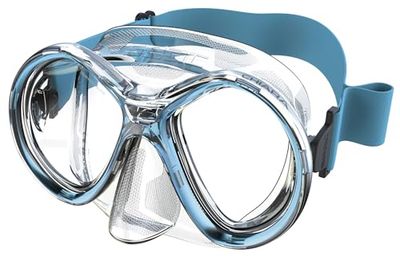 SEAC Chiara, Máscara de Lente Doble de Vidrio Templado para Buceo y Snorkeling con Hebilla 3D, con Correa Textil o de Silicona