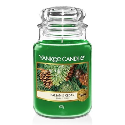 Yankee Candle Geurkaars - Balsem en Ceder Grote Pot - Lange Brandende Kaarsen: tot 150 Uur - Geschenken voor Vrouwen