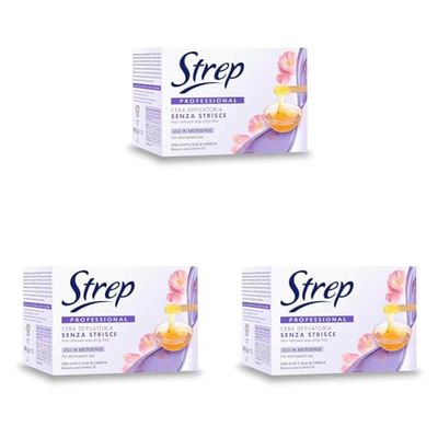 Strep - Cera Depilatoria Senza Strisce, Uso in Microonde, Epilazione Perfetta e Duratura, 100gr (Confezione da 3)