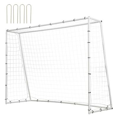 VEVOR Entraîneur de rebond de football, équipement d'entraînement de football en fer de 2,4 x 1,8 m, mur de rebond de football sportif avec filet de rebond double face et but, parfait pour la pratique