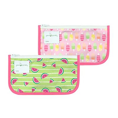 green sprouts - Herbruikbare snackzakjes (2 stuks) - Groen Watermeloen & Roze IJsjes
