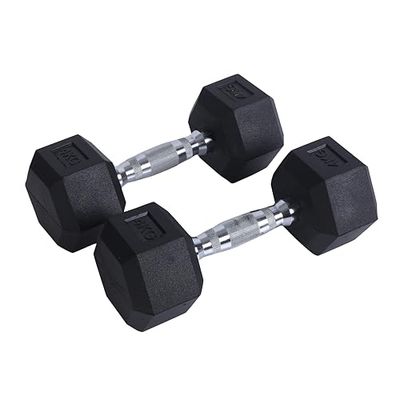 Endless Pair of 4kg (2 * 8.8 LB) Hexagon Rubber Coated Dumbbells | Black | Material: Iron and Rubber | Perfect for Bodybuilding, Fitness, Weight Lifting and Training at Home or Gym