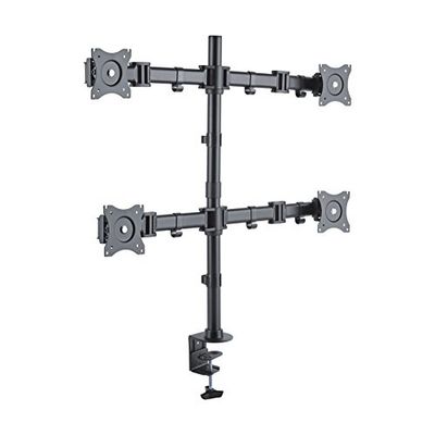 PureMounts OFFICE-04 Suporte de mesa para 4 monitores 33-69 cm (13-27"), inclinável: -45 ° a 45 °, rotativo: 180 °, giratório: 360 °, VESA 100x100, preto