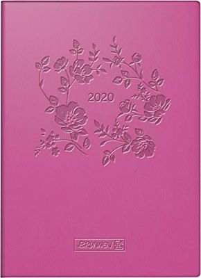 Brunnen 107366804 pocket calendar model 736 Kompagnon, 1 page = 1 day, 10 x 14 cm, faux leather cover pink, calendar 2020