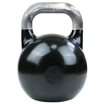 TITAN LIFE PRO Kettlebell Steel Competition 4kg. Zwart. Professionele kogelhalters. Competitie inzetstuk. Groot bodemoppervlak. gelegeerd staal