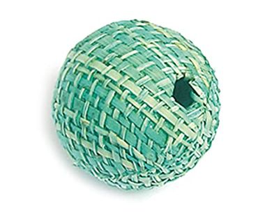 Cuenta madera bola forrada con tela turquesa 20mm. 25u. Aprox.