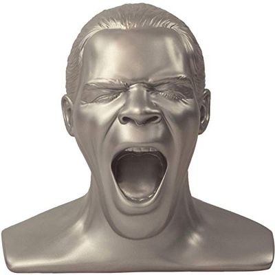 OEHLBACH Scream Unlimited Plus - esclusivo supporto per cuffie a forma della leggendaria testa di Oehlbach - Conservazione ottimale per cuffie Over-/On-Ear più grandi - Fatto a mano - Argento