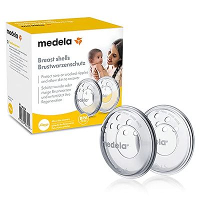 Medela Bröstvårtsskydd, BPA-fritt, tillverkat av mjuk silikon, med ventilerande ventilationsöppningar, set med 2