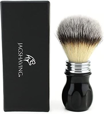 Jag Shaving Brocha de afeitar de la mejor calidad – Elegante cepillo de afeitar sintético – Mango de resina noble negro – Mango ergonómico de resina – para afeitar maquinilla de afeitar