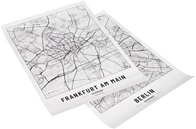 Posters Franfurkt en Berlijn, 250 gram papier, afbeeldingen voor woon- en slaapkamer, zeer veel stadsmotieven, ideaal cadeau-idee, zonder lijst, 2 stuks