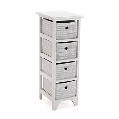 Versa Ohai Móveis de casa de banho auxiliar, cómoda com 4 gavetas para armazenamento, medidas (L x L x An) 72 x 30 x 25 cm, madeira, cor branca