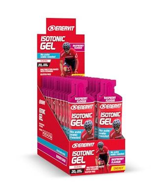 Enervit, Gel Isotónico Frambuesa, Suplemento Deportivo para Resistencia, Fórmula Isotónica con 20 Gramos de Carbohidratos, Vitamina B1 y Maltodextrina, Sin Gluten, 24 Sobres de 20mg