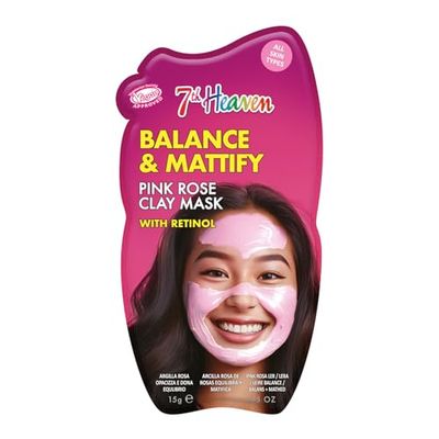 7th Heaven Pink Rose Clay Face Mask with Retinol, Balance and Mattify Vegan Clay Mask - Genuine 7th Heaven Face Masks Skincare