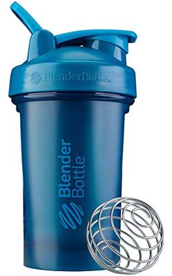 BlenderBottle Classic V2 Shaker Bottle with Stainless Steel Ball, For Protein Shakes, Dishwasher Safe, 590ml, Ocean Blue