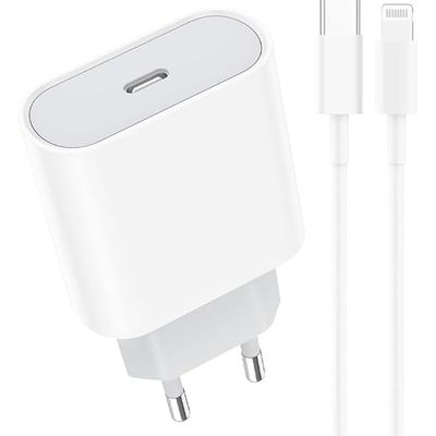 Oplader met 1 m kabel voor iPhone 14/14 Pro/14 Pro Max/14 Plus/13/12/11/XS/XS MAX/XR/X USB C snel opladen, stopcontact 25 W
