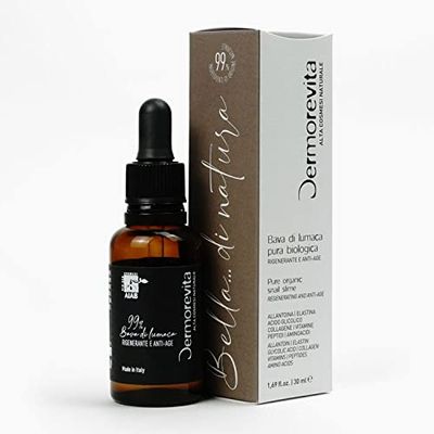 Bava di lumaca biologica pura 99% prodotta in Italia certificata biologica AIAB, antiage, rigenerante, combatte macchie, acne, rughe, cicatrici 30ml