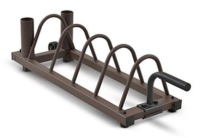SteelBody Piastra Orizzontale e Olympic Bar Rack Organizer con Telaio in Acciaio e Ruote di Trasporto STB-0130 Unisex-Adulto, Marrone, 41”L x 11”W x 9.5”H