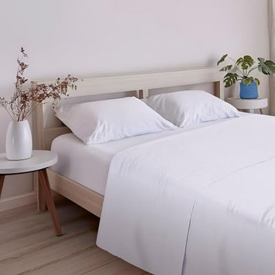 ECOMMERC3 Drap de Dessus Extra Doux et Confortable pour lit de 200 cm, Blanc, fabriqué en Espagne, Respirant, Facile d'entretien