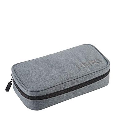 Nitro Pencil Case XL incl. Geo driehoekig & lesrooster, pennenetui, Black Noise., 22 x 10 x 6,5cm
