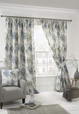 Sundour Woodland Blue-Pencil Pleat Curtains-46x72/117x183cm, 46x72