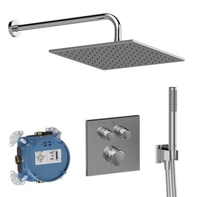 Ideal Standard - Ceratherm Navigo, Kit de ducha cuadrado, Set de 6 piezas de ducha, cromado