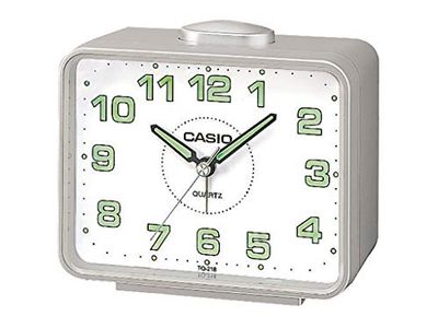Casio TQ-218-8EF - Relógio despertador analógico de quartzo, alarme com repetição, Branco/prateado, Talla Unica, Analógico