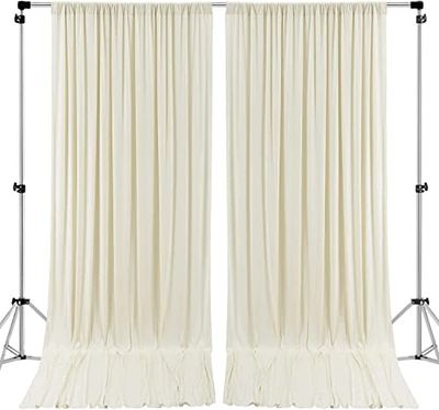AK TRADING CO. Rideaux pour Toile de Fond en Polyester Ignifuge avec Passe-Tringle, Parfaits pour fenêtre, comme décoration de cérémonie de Mariage, de fête, 3 x 3 m, Ivoire