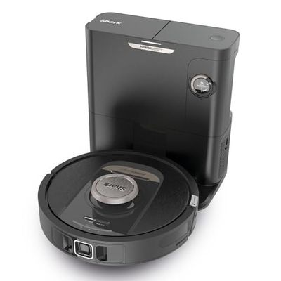 Shark PowerDetect Robot Aspirador, Vaciado automático, navegación 3D y LiDAR, Base antialérgenos, tecnología NeverStuck, para alfombras, Suelos y Pelo de Mascotas, WiFi/App, Negro, RV2820VEEU