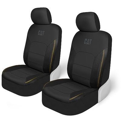 CA&T Cat FlexHybrid Lot de 2 Housses de siège de Voiture en PU + Maille Respirante et Robuste en Cuir synthétique et Maille 3D Noir