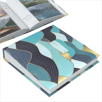 ACROPAQ - Album photo avec design de vagues - 200 photos, 100 pages, 200 pochettes pour photos 10 x 15 cm, Avec espace pour la création et les inscriptions - Livre photo, Album, Album à personnaliser