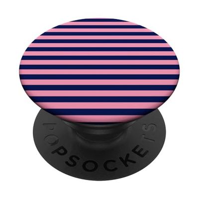 Rayas horizontales a rayas azul marino y rosa PopSockets PopGrip Adhesivo