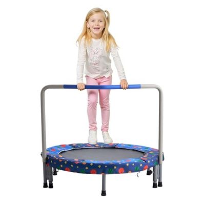 VEVOR Trampolino per Bambini, Trampolino per Interni ed Esterni 955x750 mm, Mini Trampolino Pieghevole con Maniglia, Trampolino Rebounder per Bambini, per Bambini Divertimento, Trampolino Blu