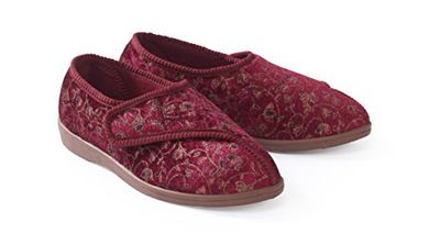 Performance Health Ladies Patterned Slippers – Adjustable Hook & Loop Closure, Soft Textile Lining, Non-Slip Rubber Sole – Comfortable, Machine Washable Support for Swollen Feet
