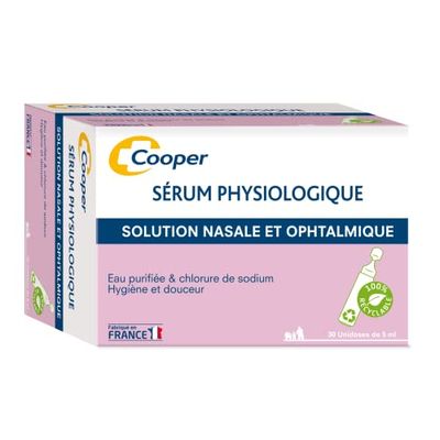 COOPER - Sérum physiologique - Lavage du nez et des yeux - Hygiène quotidienne - Pour toute la famille - Fabriqué en France - Boîte de 30 unidoses, Blanc, 5 ml (Lot de 1)