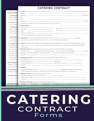 Catering Contract Forms: Food service agreement between a caterer and their client | 120 Pages.