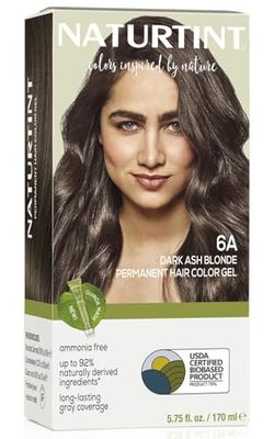Naturtint Permanent Hair Colour, 6A Dark Ash Blonde, Plant Enriched, Ammonia Free, Long Lasting Grey Coverage and Radiant Colour, Nourishment and Protection