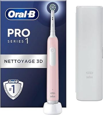 Oral-B Pro Series 1 elektrische tandenborstel, roze, 1 3D-reinigingsborstel, verwijdert tandplak, 3 poetsmodi, timer, 1 reisetui, oplaadbaar