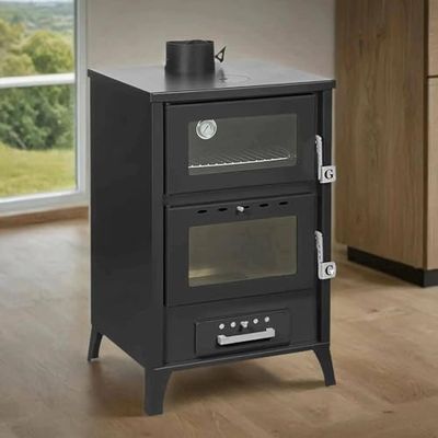 Dmora Dtempestil Wood Stove, Wood Fireplace, Wood Fireplace, Rustic Stove, Made in Italy, 59 x 51 H92 cm, Black