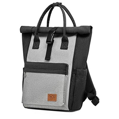 Kinderkraft Skötryggsäck MOONPACK, ryggsäck, barnvagnsväska, blöjväska, väska för sittvagn, mammas väska, grå