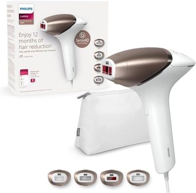 Philips Lumea Épilateur à lumière pulsée Série 8000 - épilateur avec technologie SenseIQ, 4 embouts pour le corps, le visage, le maillot et les aisselles, utilisation filaire (modèle BRI948/00)