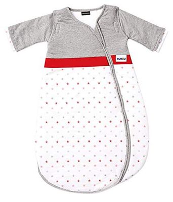 Gesslein Bubou 167 - Saco de dormir para bebé (regulador, para todo el año, talla 70), color gris y blanco con estrellas