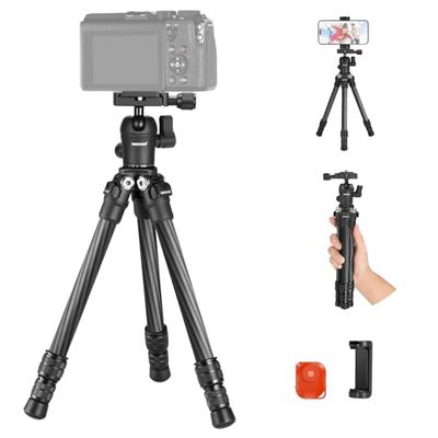 NEEWER TP09 Mini Treppiede Smartphone in Fibra di Carbonio, Treppiede da Tavolo 20", Testa a Sfera a 360°, Supporto per Telecomando,Treppiede Leggero per Fotocamera DSLR Videocamera, Telefono, Max 5kg
