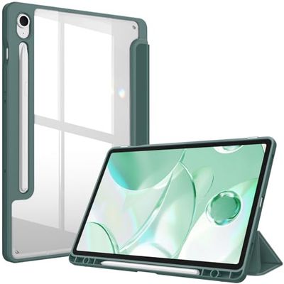 Fintie Hybrydowe etui do tabletu Samsung Galaxy Tab S9 FE 10,9 cala/Tab S9 11 cali 2023 z uchwytem na długopis - odporne na uderzenia etui ochronne z przezroczystą twardą obudową z tyłu, kolor zielony