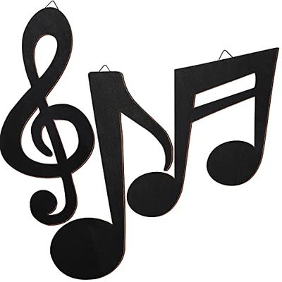 3 Pieces Black Treble Clef Wooden Wall Decor Music Notes Wall Art Note Wooden Wall Decoration Music Note Party Decorations for Home Room Bar Music Studio Christmas Birthday Party Decor