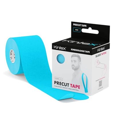 KINTEX - Cinta Kinesiologica | 20 Tiras de Cinta Kinesiotape Resistente al Agua y a la Piel, 25cmx5cm, Cinta para Deporte, Cintas Elásticas Fisioterapia | Venda Elástica Adhesiva (Azul)