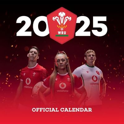 2025 Calendar Welsh Rugby Union Month to View Square Calendar Official Product