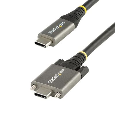 StarTech.com Câble USB C 10Gbps 50cm à Verouillage par Vis Latérale - Câble USB 3.2 Gen 2 Type-C - 100W/5A Power Delivery, DP Alt Mode, Cordon USB-C à Double Vis de Fixation (USB31CCSLKV50CM)