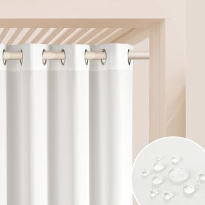 ROOM99 Utomhusgardiner med öljetter Garden Line 155 x 250 cm bred x höjd utomhus gardin väderbeständig vattentät insynsskydd solskydd gardiner trädgård vindtät ecru