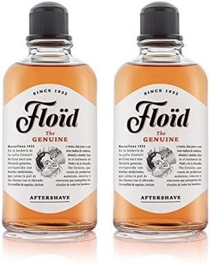 Floid After shave Lotion The Genuine (400ml), bálsamo barba con mentol refrescante, tónico facial que reequilibra, regenera y reduce la irritación (Paquete de 2)